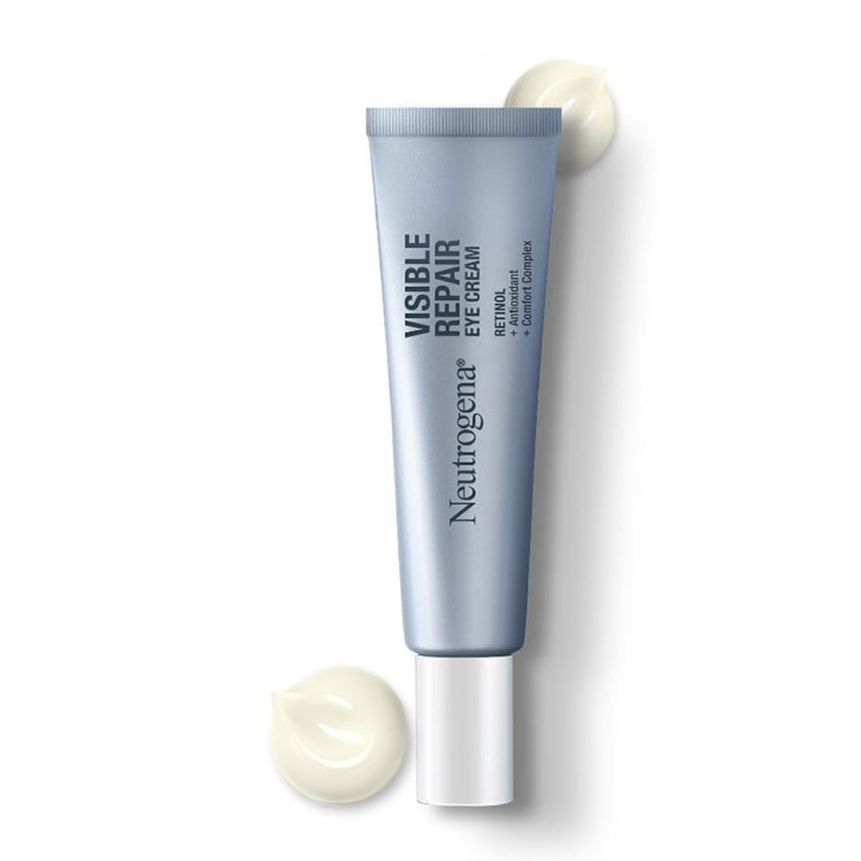Neutrogena Visible Repair Eye Cream bottle highlighting daily hydration for eyes