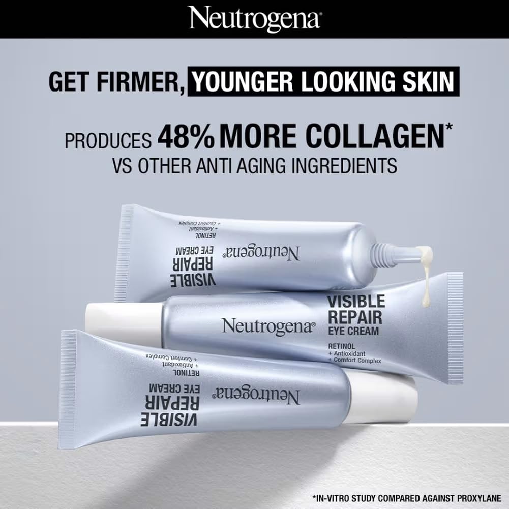 Neutrogena Visible Repair Eye Cream night use demonstrating overnight hydration for eye area