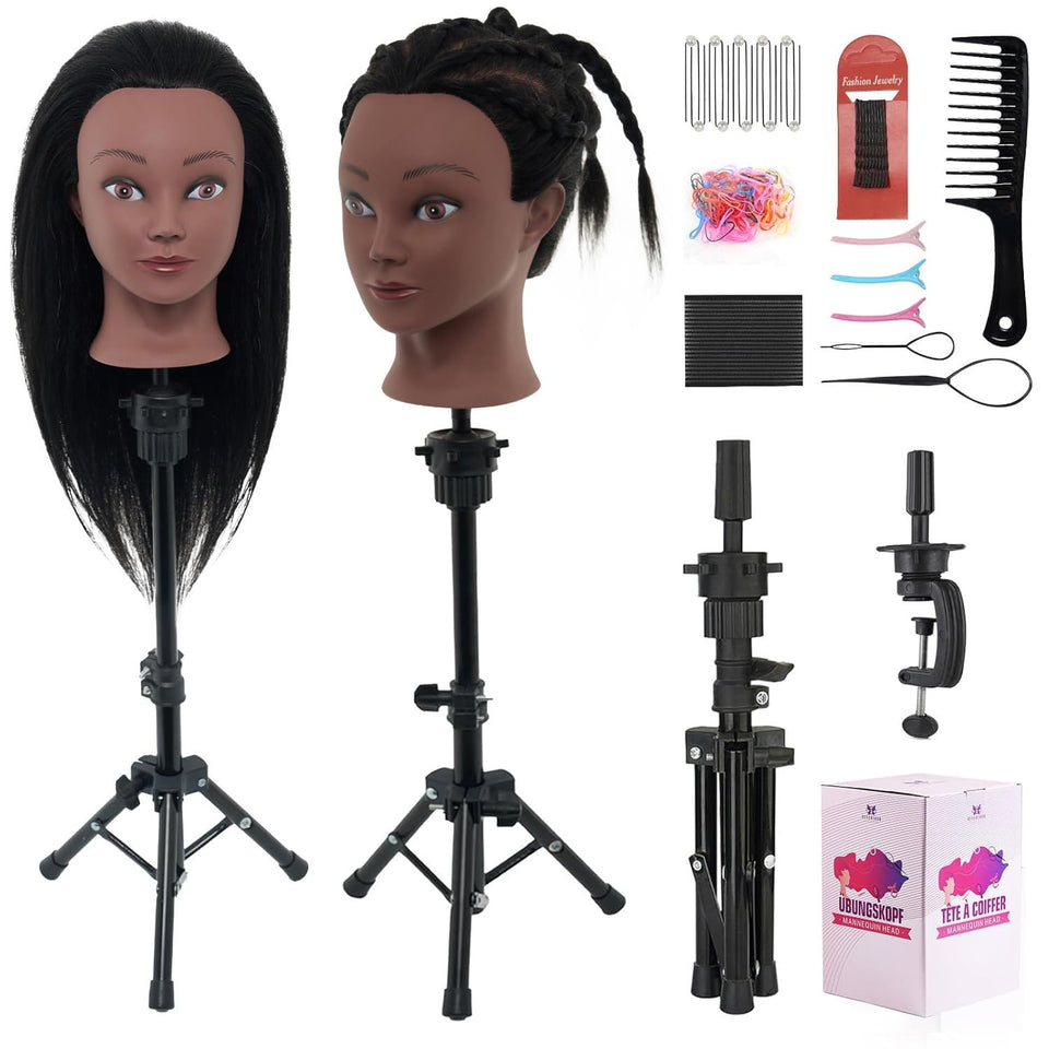 Neverland Beauty 18-inch mannequin head with hair for realistic braiding practice.