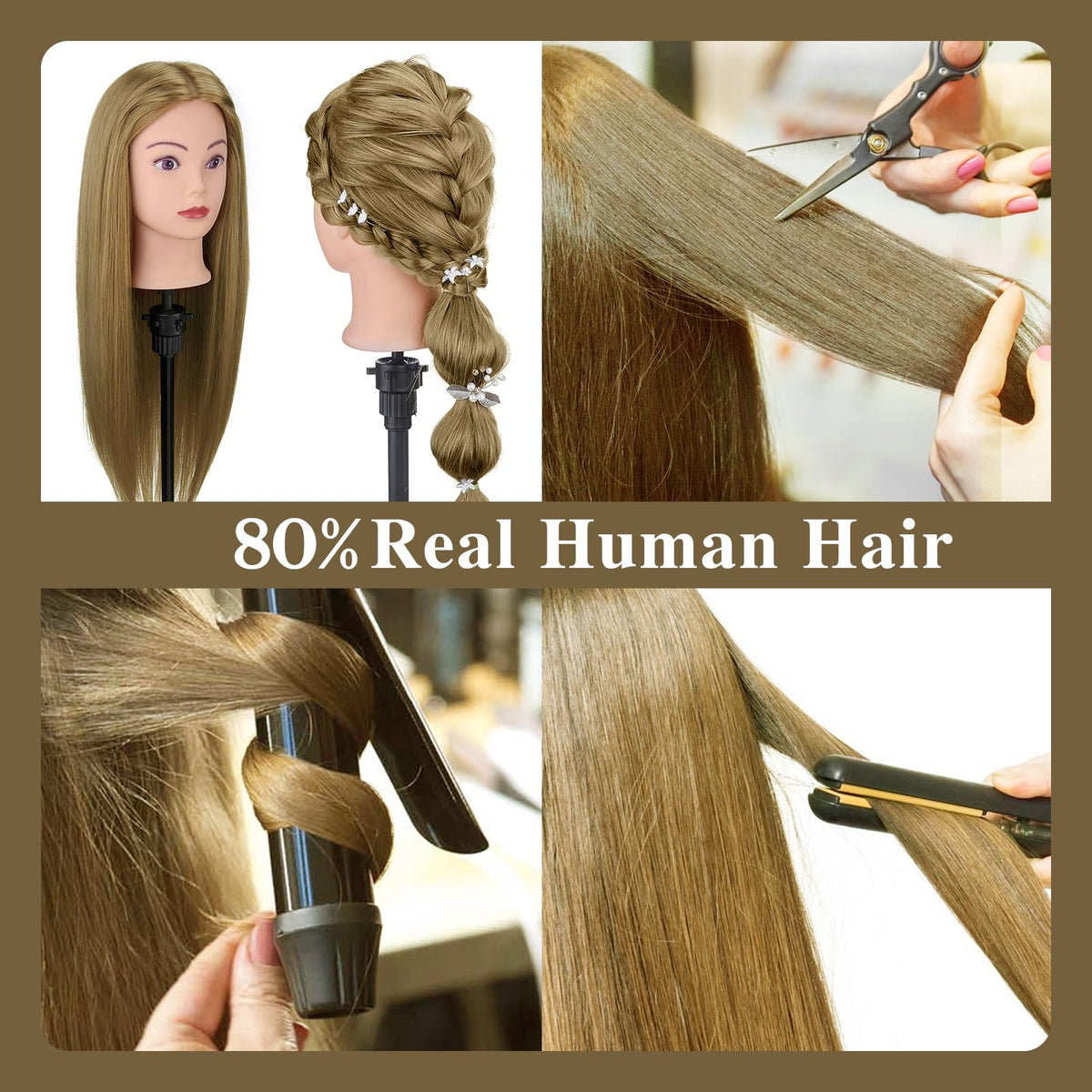 Neverland Beauty & Health cosmetology doll head for cutting and curling practice.