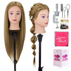 Neverland Beauty & Health 28-inch real-hair mannequin head for versatile styling practice.