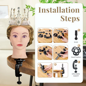 Neverland Beauty & Health table clamp stand secures the head during styling.