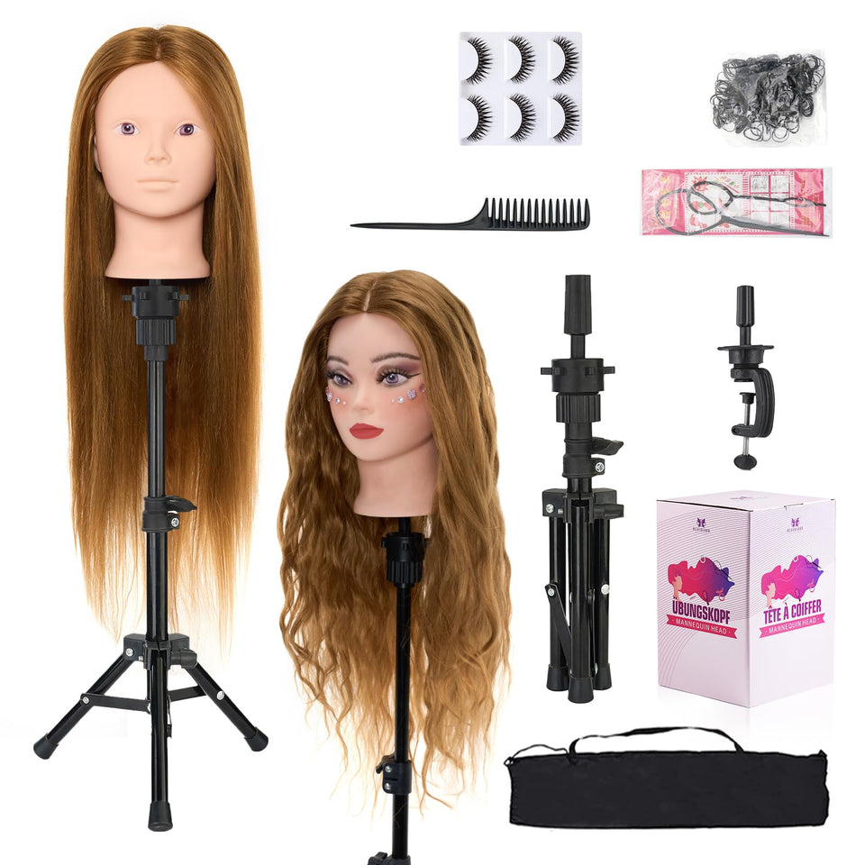 Neverland Beauty & Health mannequin head with 80% human hair for realistic styling practice
