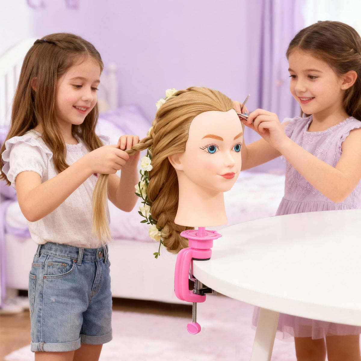 Neverland mannequin head hair is washable with warm water and shampoo.