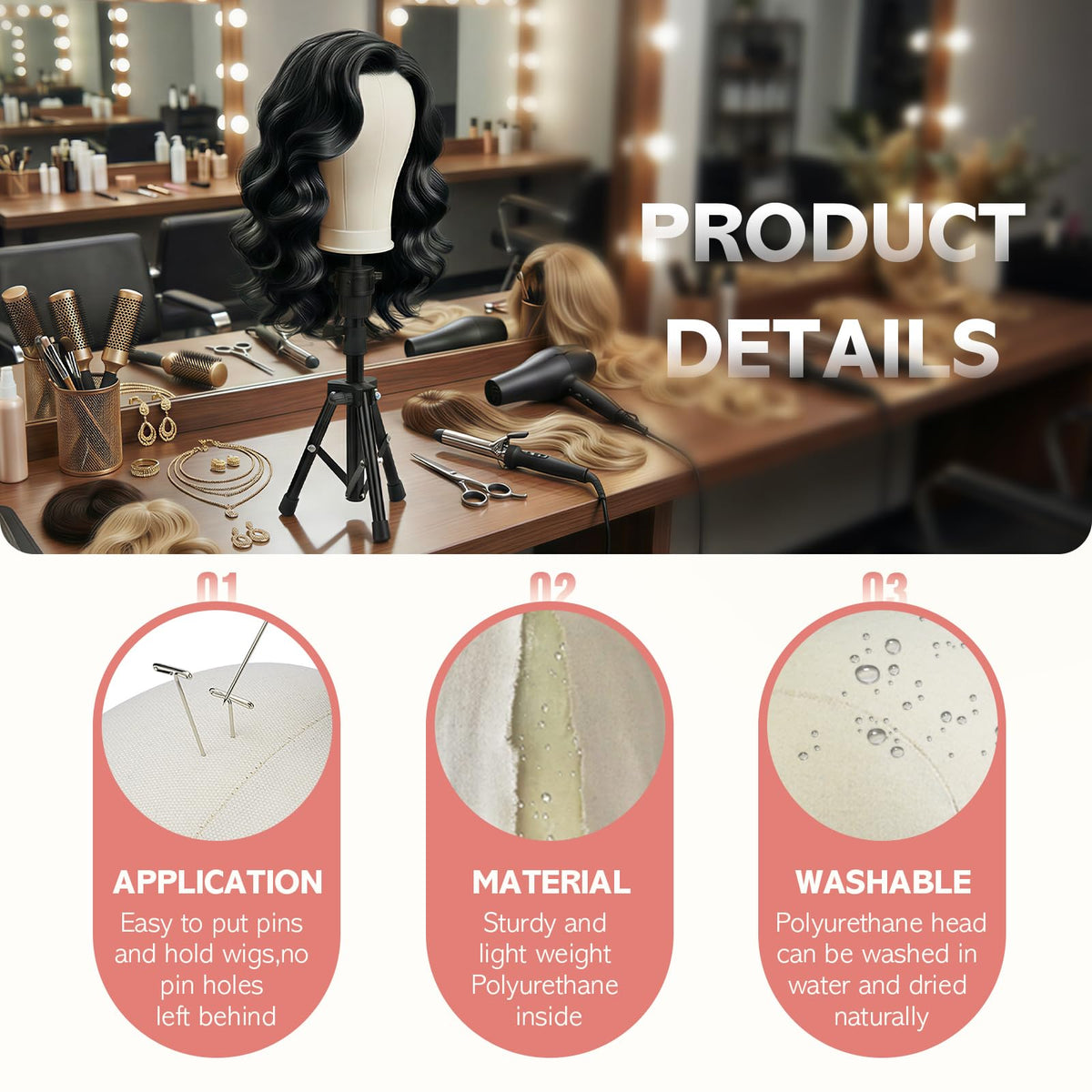 Neverland hair brush and clips to quickly adjust wigs during styling sessions.