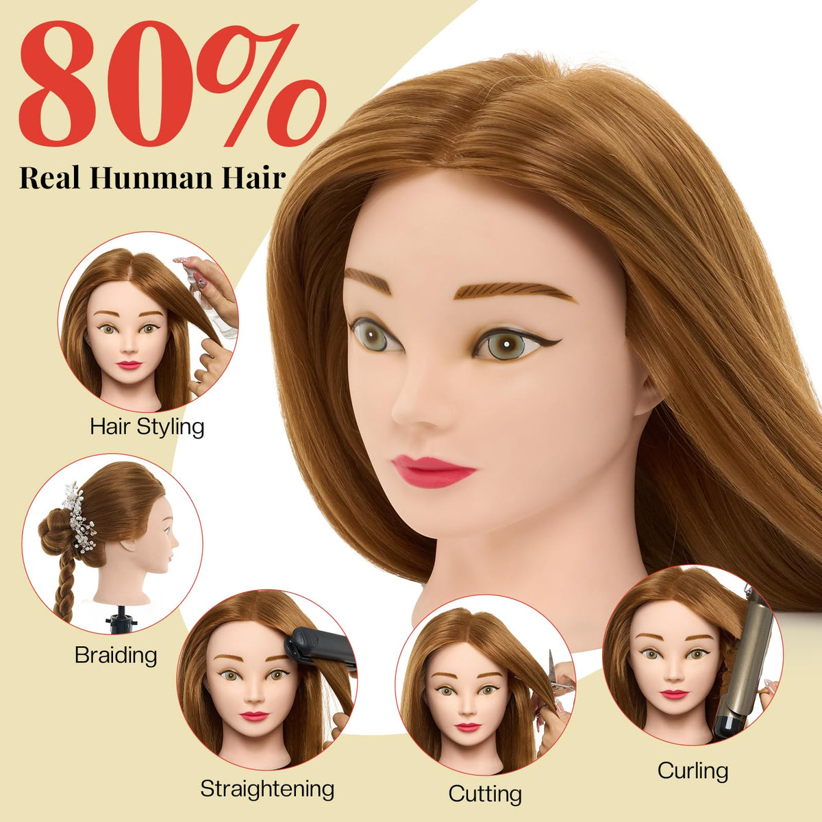 Neverland mannequin head designed for braiding practice with realistic hair texture.