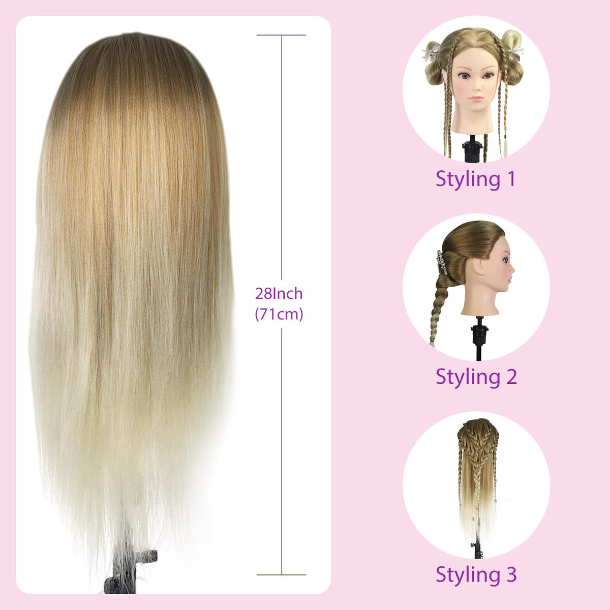 Neverland dense implanted hair on lifelike scalp for realistic practice.