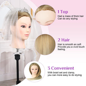 Neverland mannequin head ideal for weaving, curling, cutting, washing.