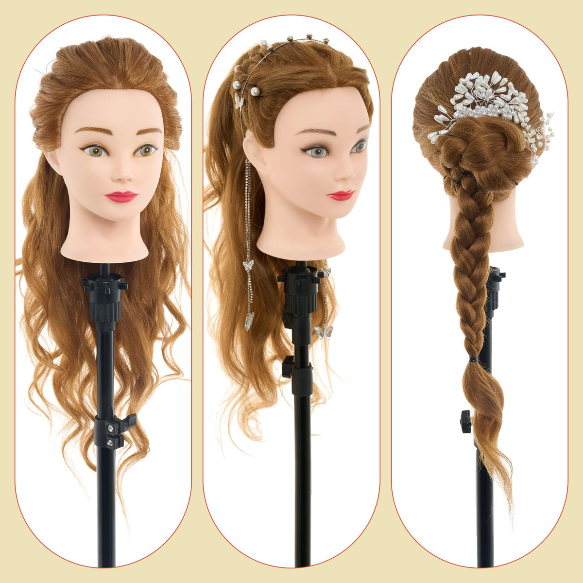 Neverland mannequin head showing makeup application suitability for educational looks.