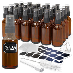 Nevlers 24-pack 2oz amber glass spray bottles travel ready for essential oils