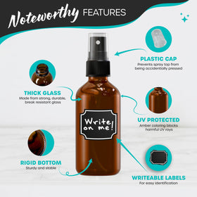 Nevlers amber glass spray bottle with pump top for precise mist