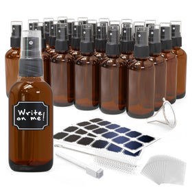 Nevlers amber 4 oz glass spray bottles 24-pack for durable, UV-protected storage