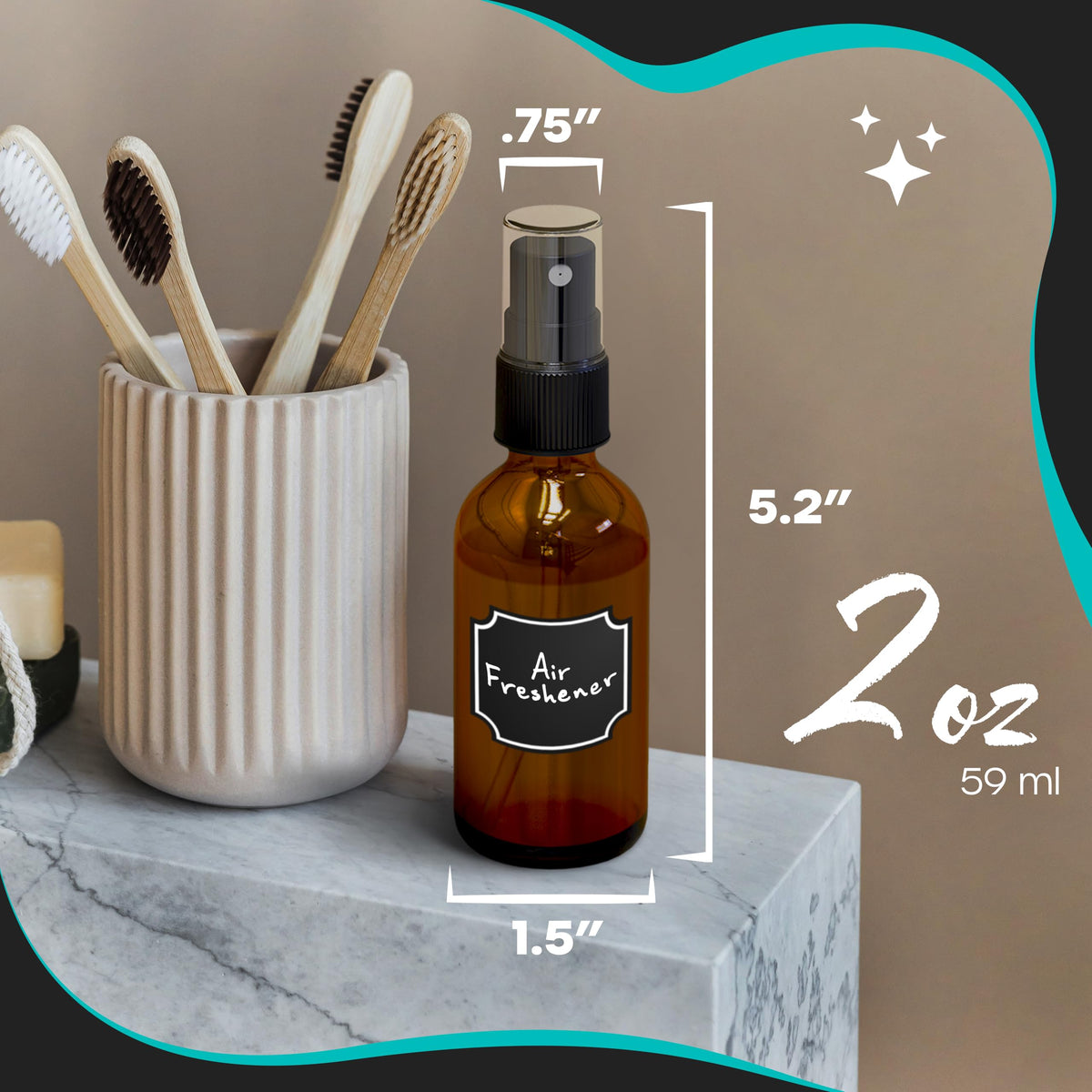 Nevlers amber glass spray bottles shrink wrap kit for secure gifting