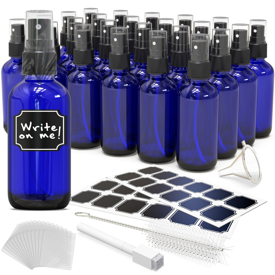 Nevlers blue glass spray bottle 4 oz, ideal for essential oils and facial mists.