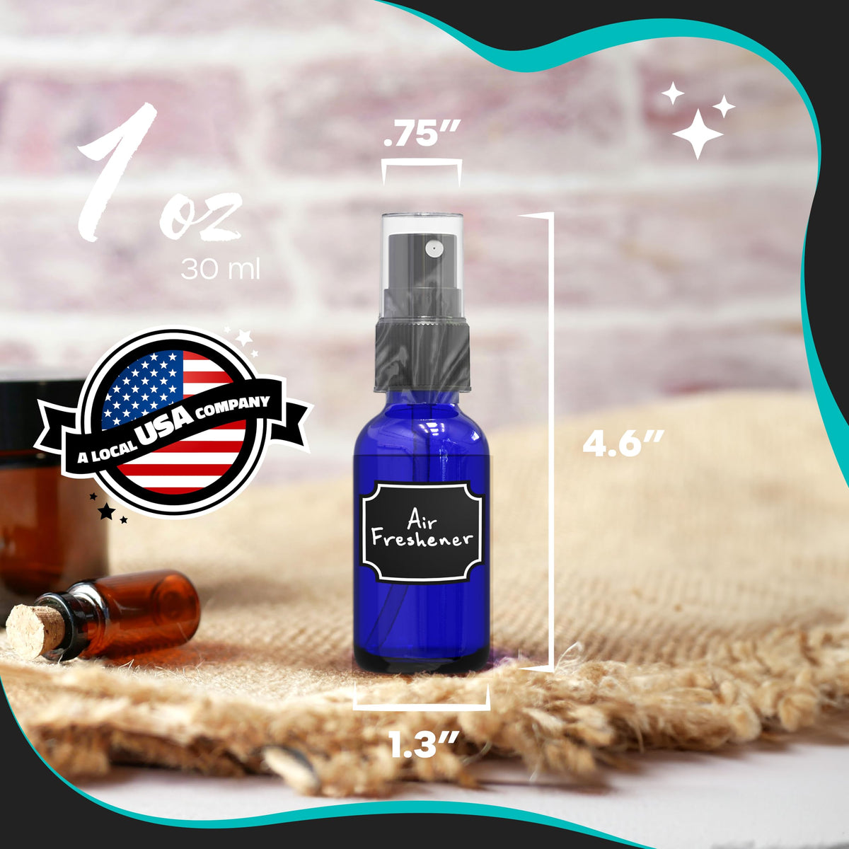 Nevlers cobalt blue glass bottle highlights UV protection for sensitive blends.