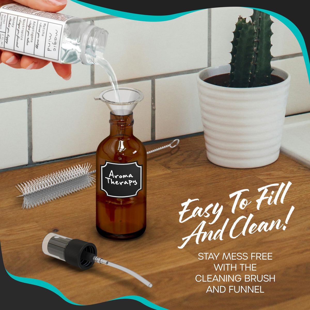 Nevlers glass spray bottles come with labels and marker for organization