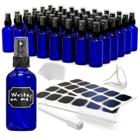 Nevlers 4 oz cobalt blue glass spray bottles 48-pack for durable storage and travel.