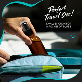 Travel-friendly 4 oz glass spray bottles fit in bags