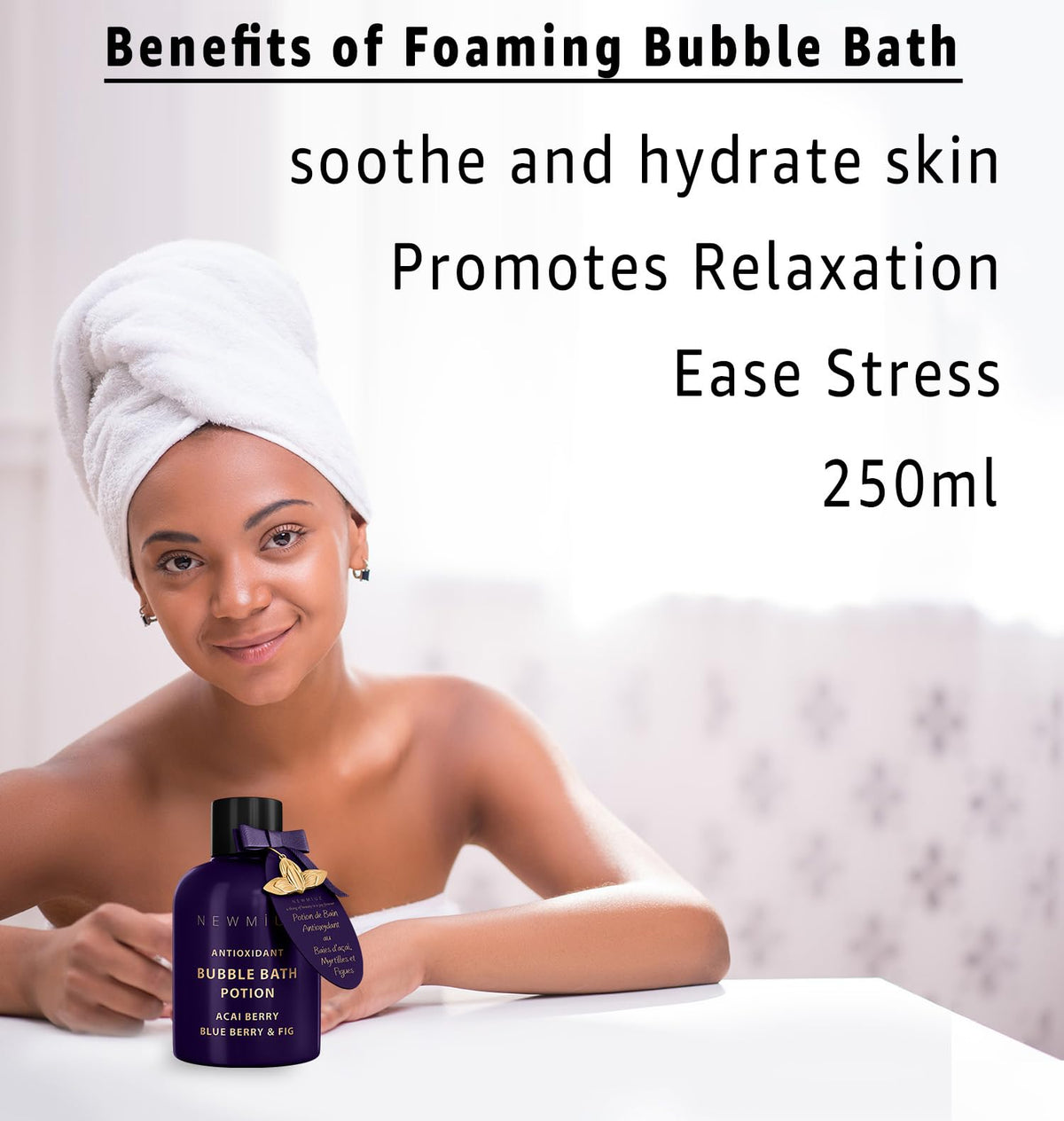 New Miuz Antioxidant Bubble Bath bubbles in tub for rich foam