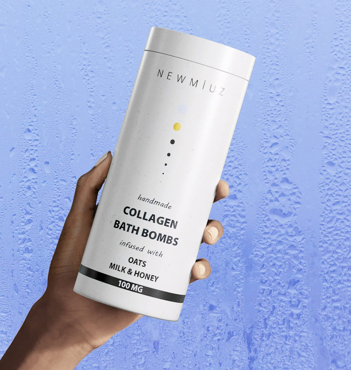 New Miuz collagen bath bomb close-up showing creamy texture and bubbles