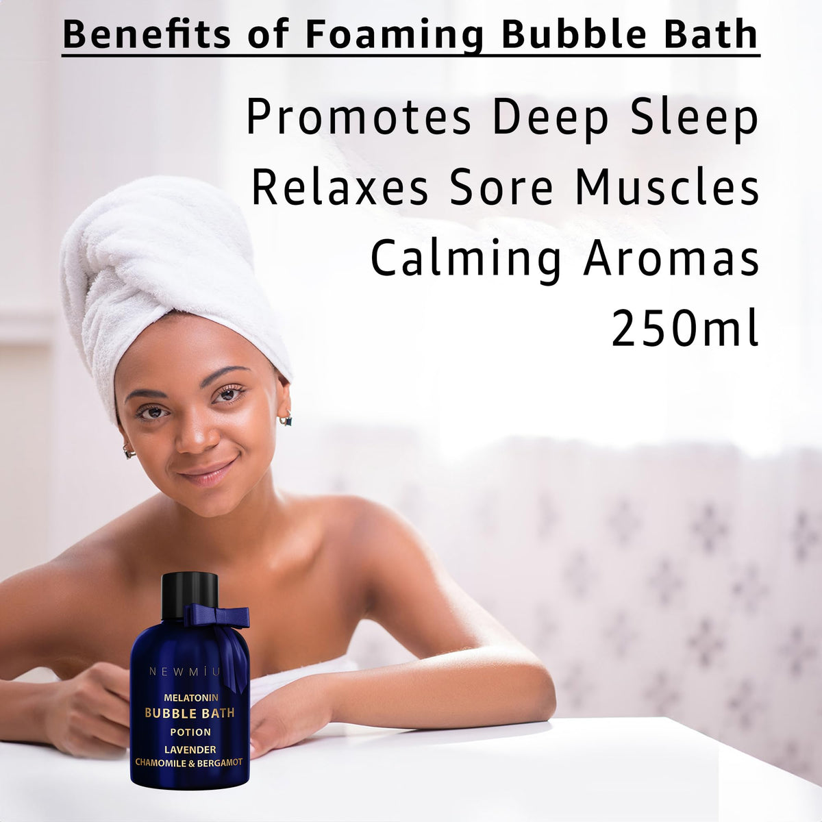 New Miuz Deep Sleep Bubble Bath lather forms thick bubbles for a spa like bath.