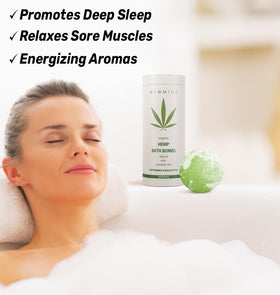 New Miuz hemp bath bomb with natural oils for calm, indulgent baths.