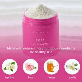 New Miuz Hydrating Rose Milk Bath Bubble delivers soft lather for sensitive skin.