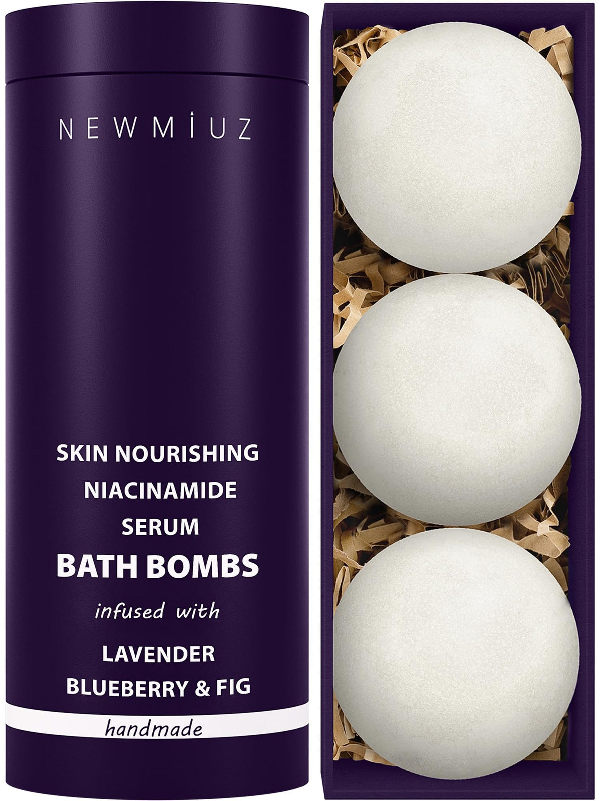 New Miuz Lavender Bath Bomb — soothing soak with calming lavender fragrance.