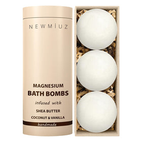 New Miuz magnesium bath bomb front label, signaling a premium post-workout relaxation ritual.