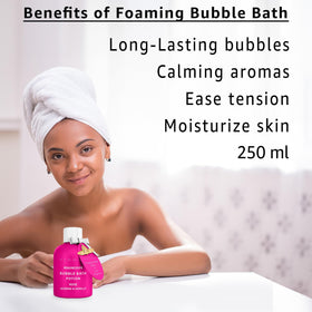 New Miuz Magnesium Bubble Bath foam delivers long lasting bubbles with rose jasmine vanilla scent.