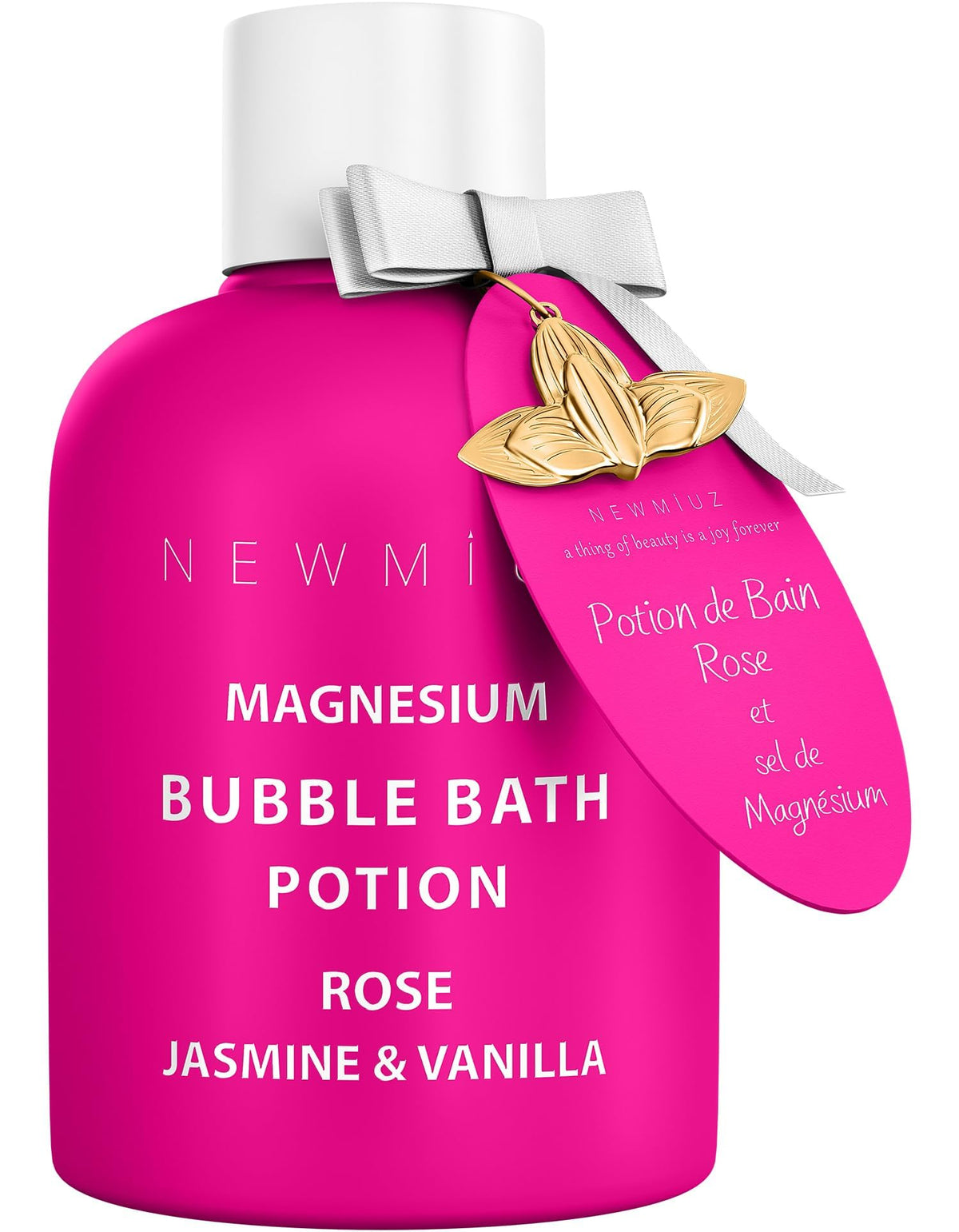 New Miuz Magnesium Bubble Bath pour creates a rich foam for a relaxing soak.