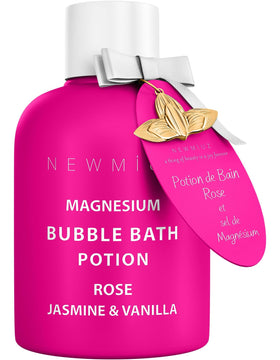 New Miuz Magnesium Bubble Bath pour creates a rich foam for a relaxing soak.
