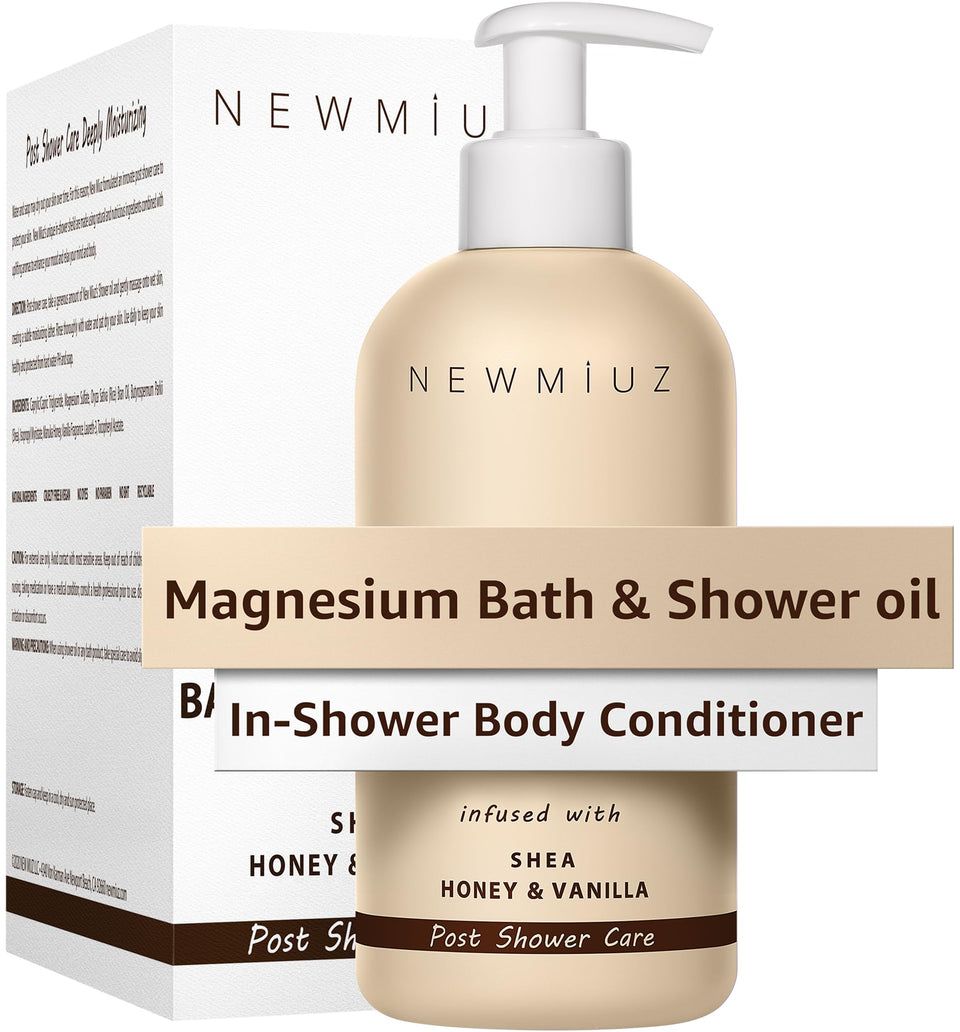 New Miuz Magnesium InShower bottle pour demonstrating quick post-shower hydration