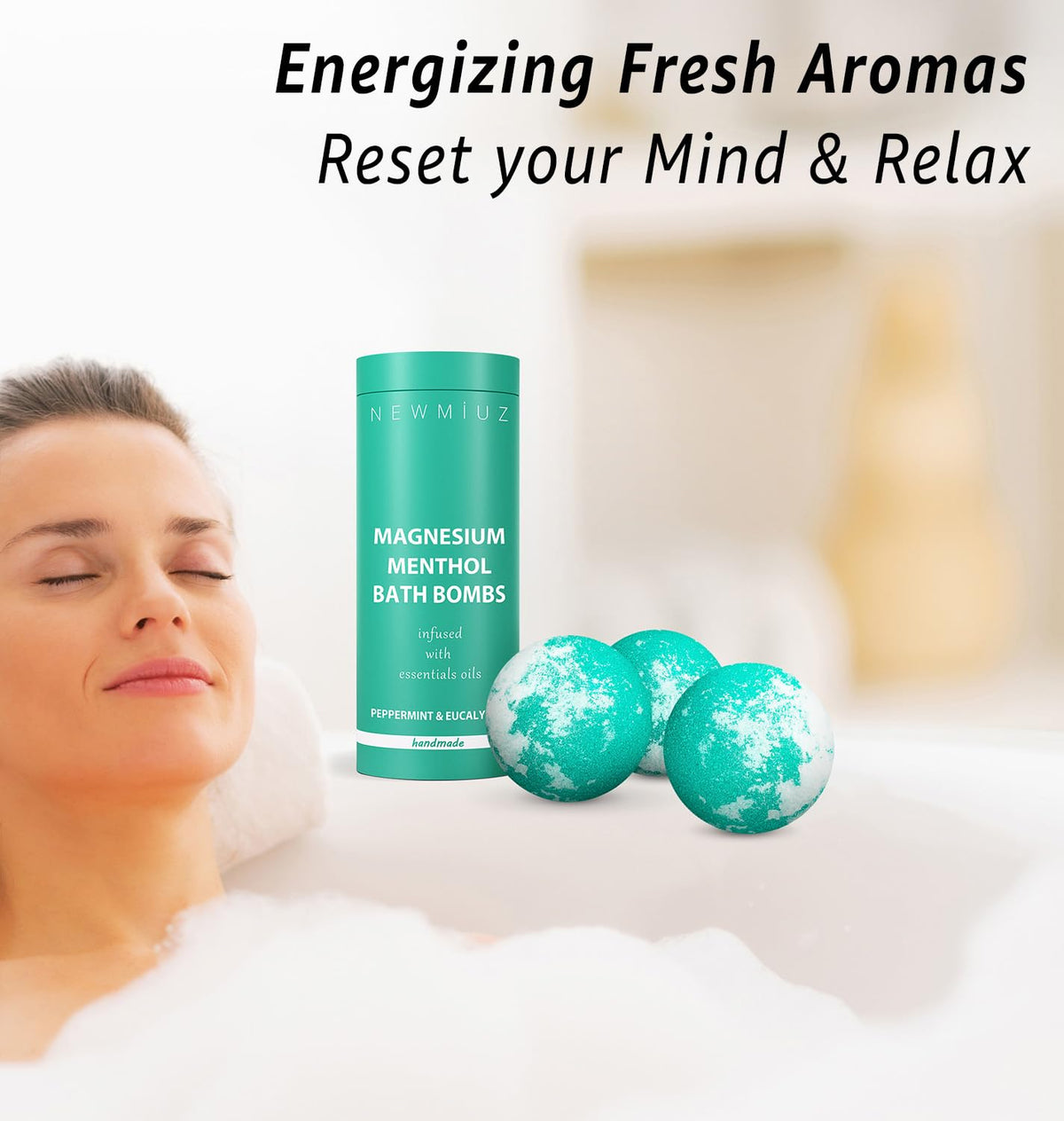 New Miuz peppermint and eucalyptus aroma image, suggesting refreshing post-workout relief.