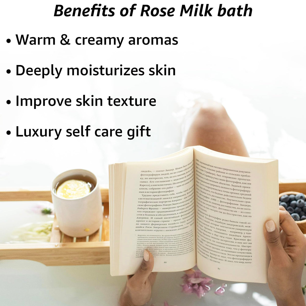 New Miuz Rose Milk Bath Powder Tub shows creamy texture for silky skin.
