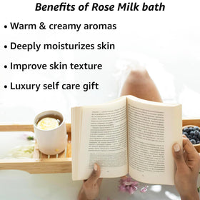 New Miuz Rose Milk Bath Powder Tub shows creamy texture for silky skin.