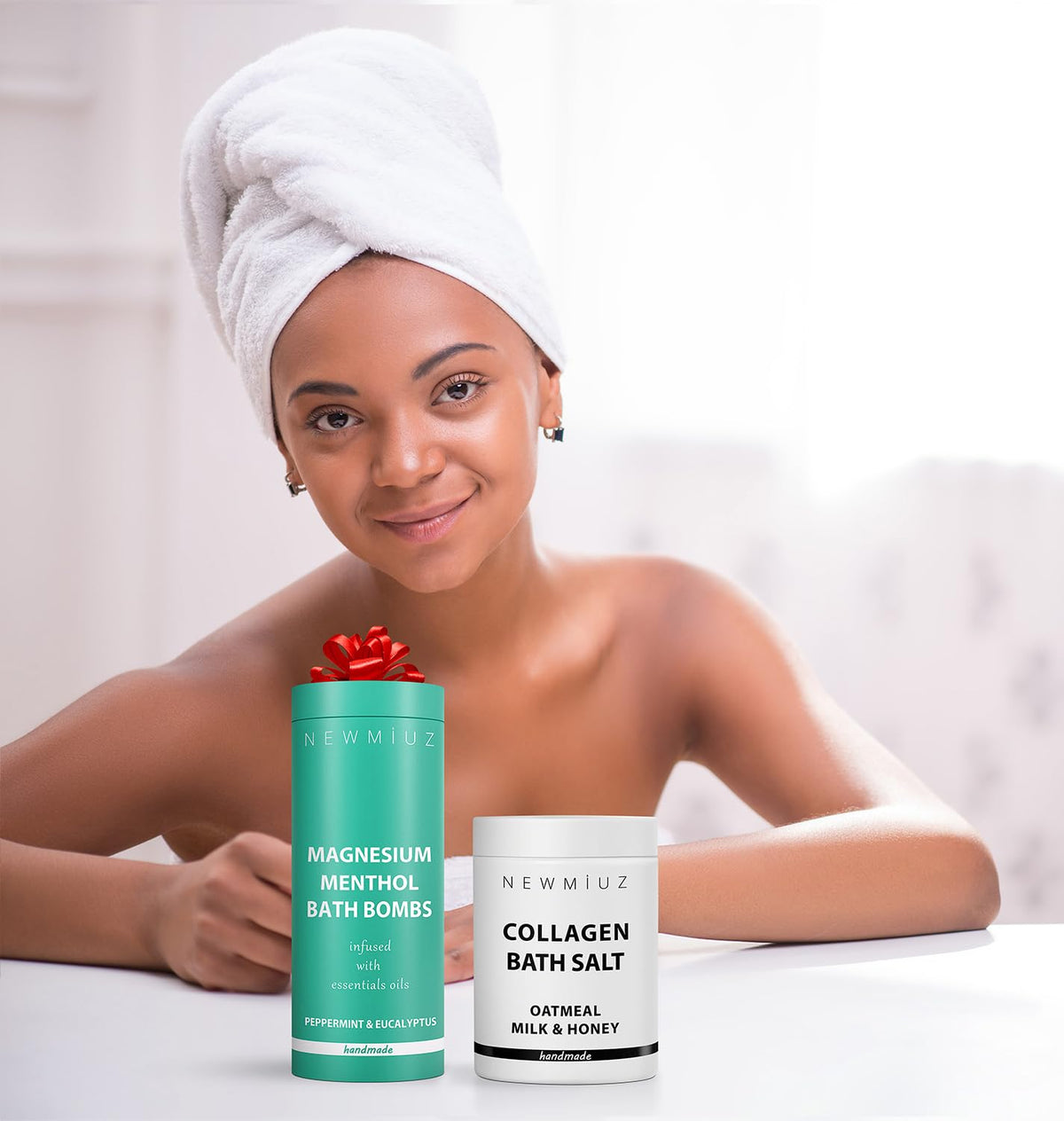 New Miuz spa-like routine image illustrating indulgent self-care moment.