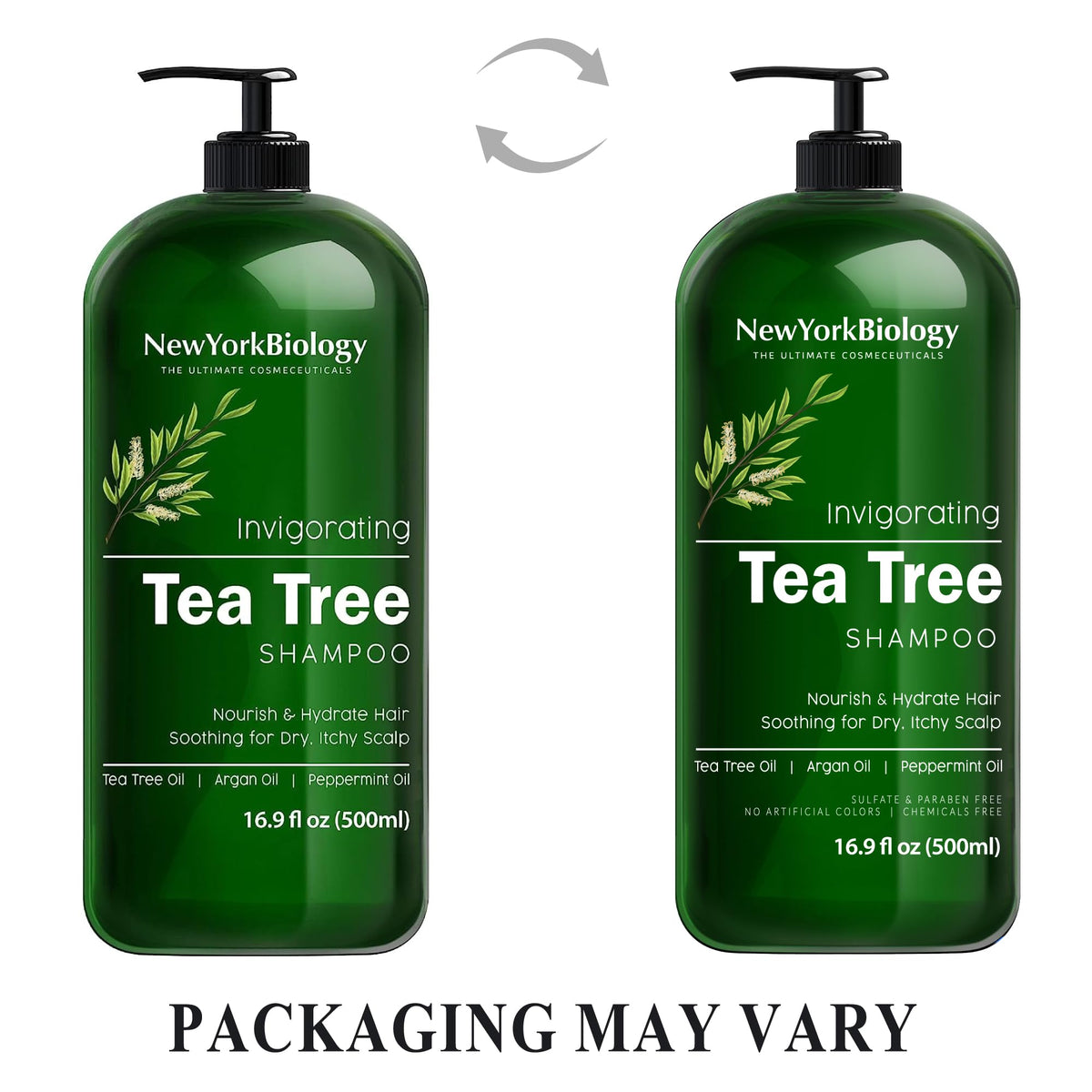 New York Biology Tea Tree Shampoo clarifying lather for scalp relief.