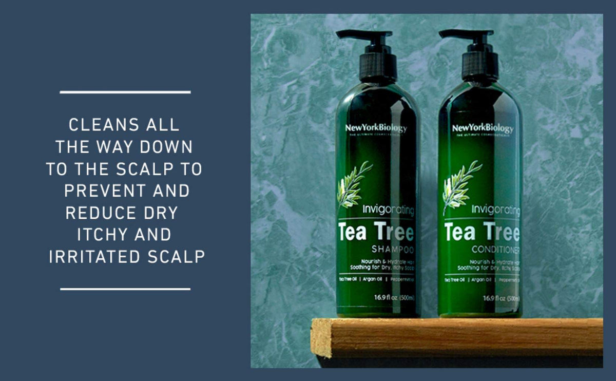 New York Biology Tea Tree Shampoo foamy lather supports healthier-looking hair.