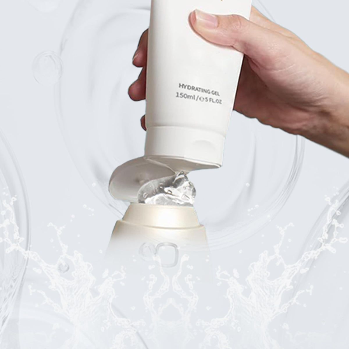 NEWA device tip gliding on skin with gel for even coverage