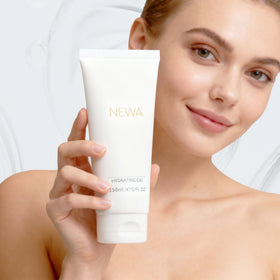 Glide motion with NEWA Lift Gel on facial areas.