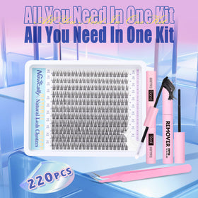 Newcally 10-14mm cluster lashes for a natural open-eye look