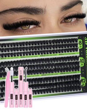 Newcally 100D volume lash clusters kit showing fluffy lash bundles for dramatic 3D looks