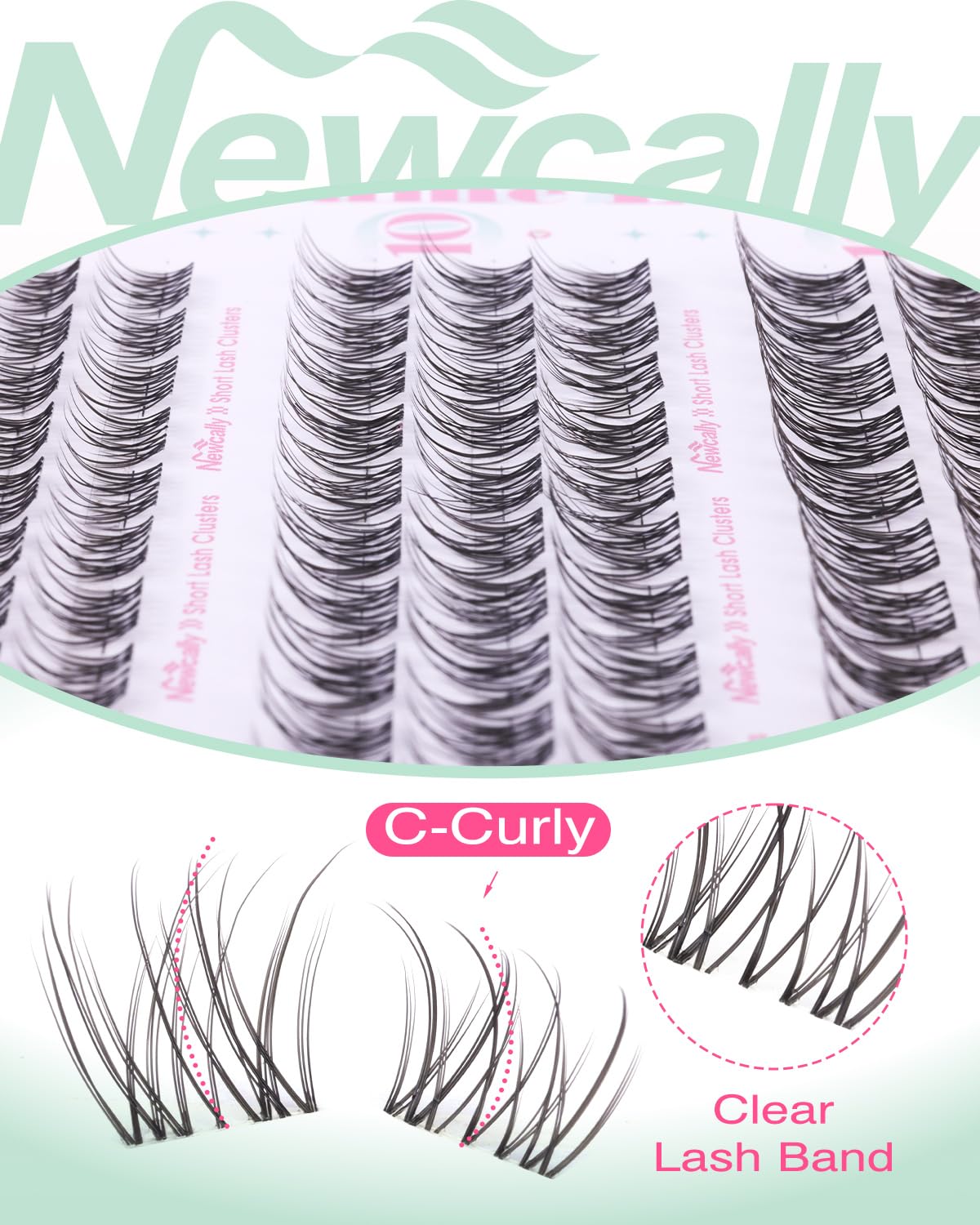 Newcally Feathery texture lashes close-up showing natural texture.