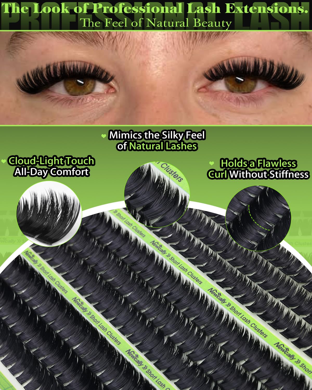 Newcally fluffy fans demonstrating voluminous lash look