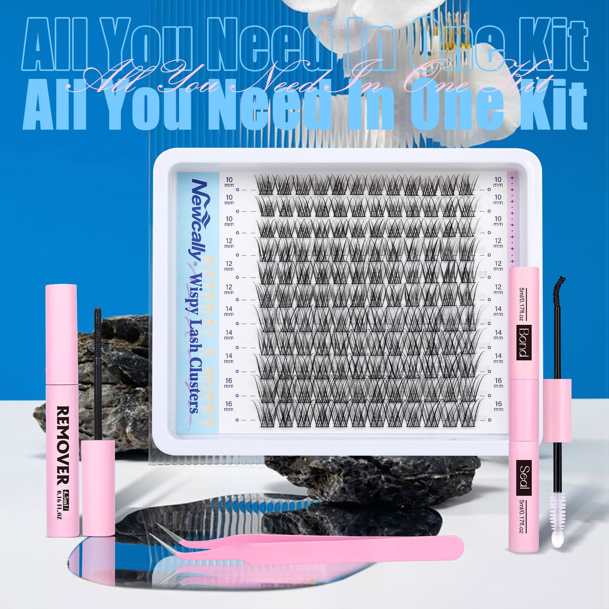 Newcally lash bond and seal shown for secure, long-lasting wear.
