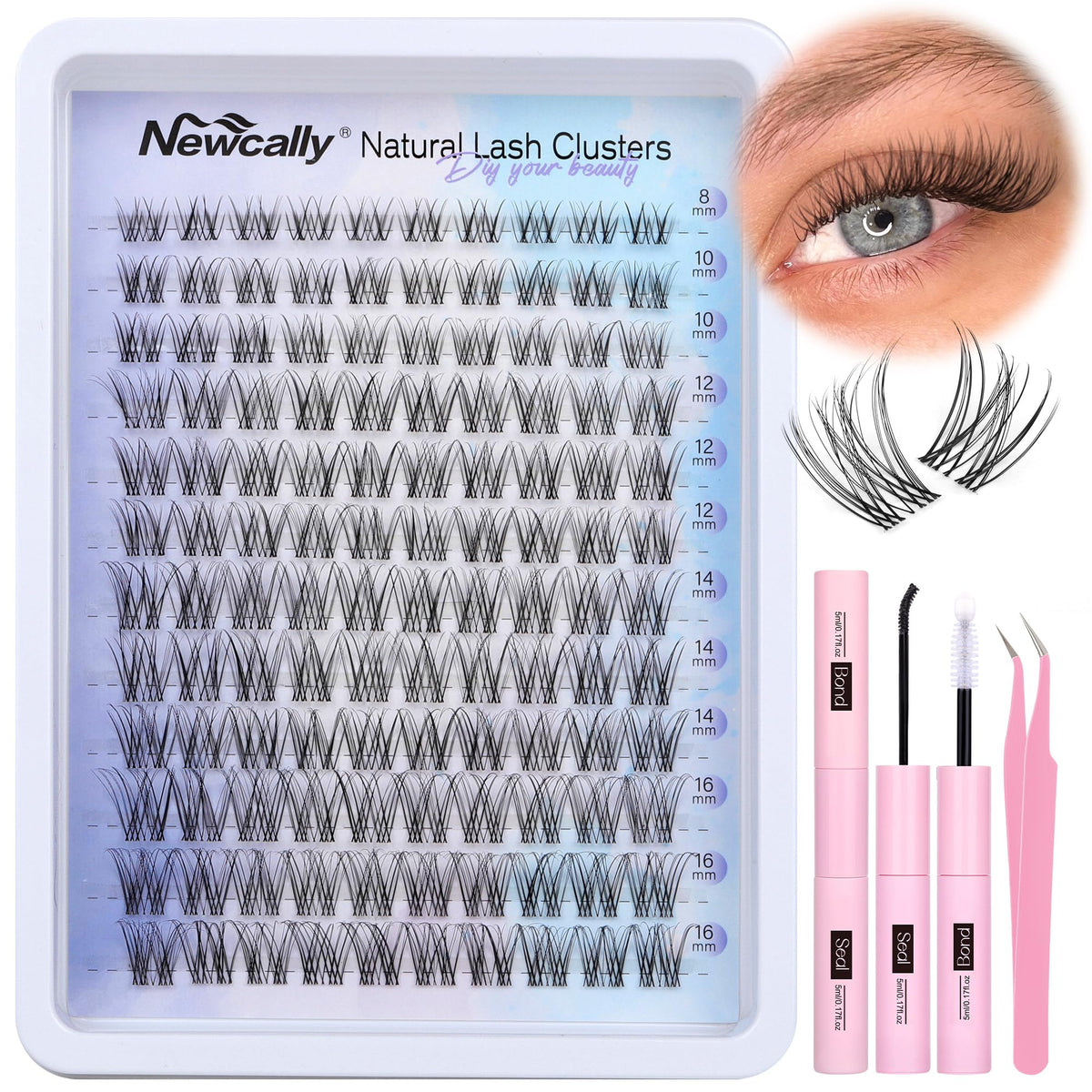 Newcally Lash Clusters Kit – soft fiber clusters for a natural wispy look