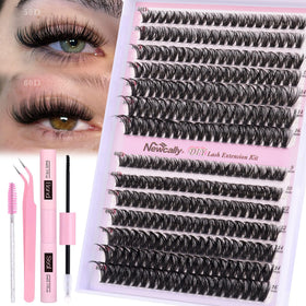 Newcally lash clusters kit wispy dcurly collection for salon-style volume at home