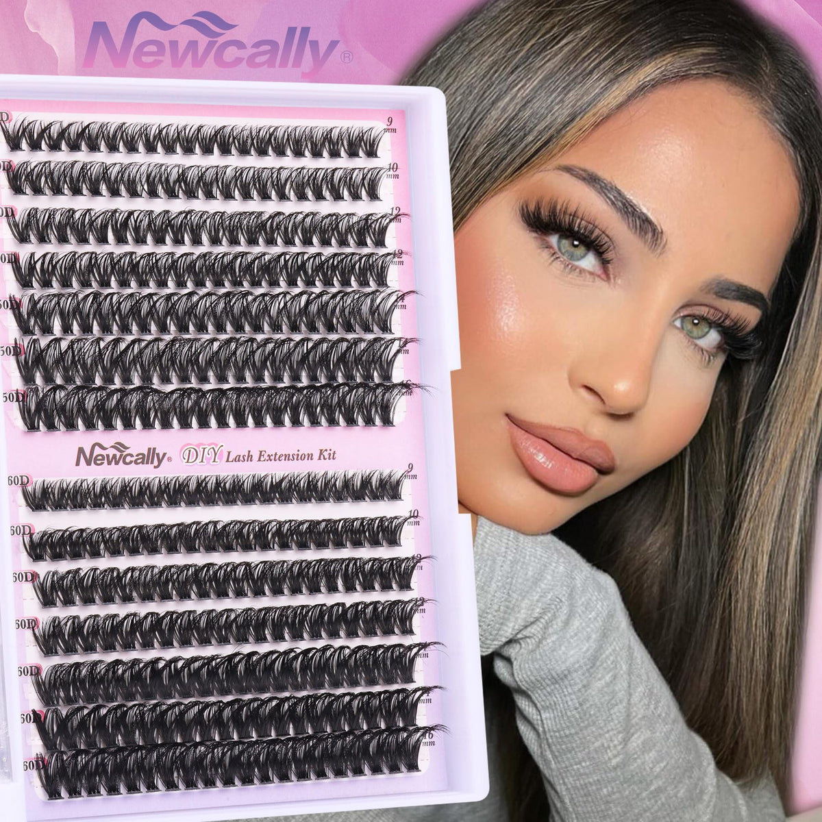 Newcally 3-in-1 lash extensions packaging for all-in-one setup
