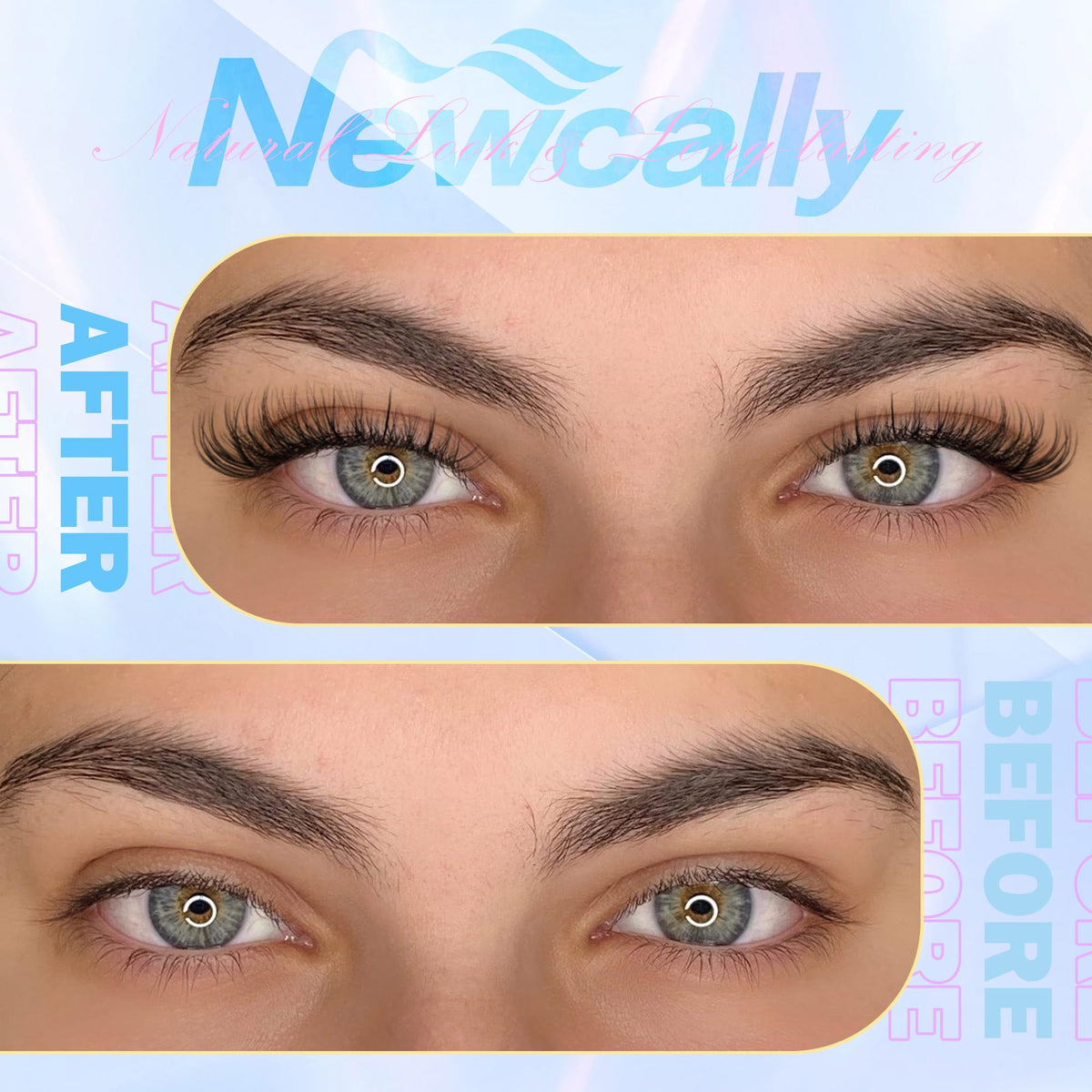 Newcally natural C-curly clusters deliver a lively, wispy effect.